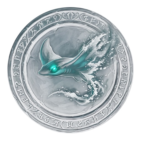 Twilight Ray — the Twilight tier arena boss's own badge portrait, drawn on stone
